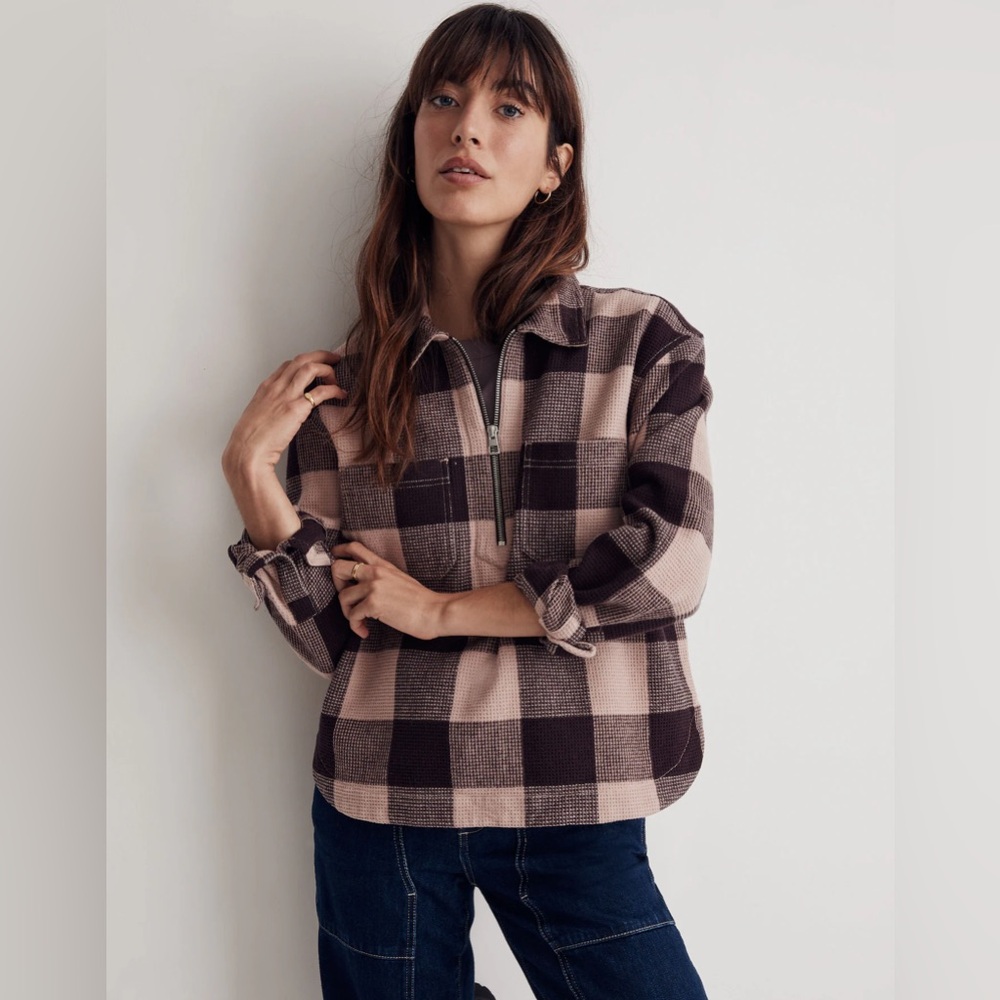 Madewell Waffle Half-Zip Popover Shirt